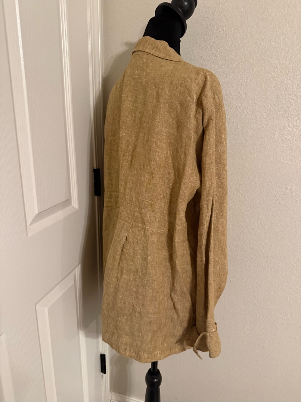 Flax Light Brown Linen Button Front Blazer - Picture 3 of 7